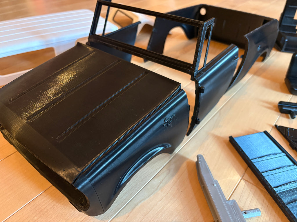 RC 3D Fab Factory 1/10 Scout Kit (Truck Top) for Axial 10.3 coyote and new builders kit. For Basecamp, CJ7 and SR5 need AXI-2997 bumper mount. One week lead time (Copy)
